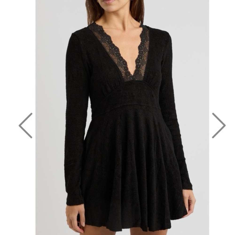 Free People All Yours Lace Fit Flare Mini Dress Black Size Small - Picture 5 of 12